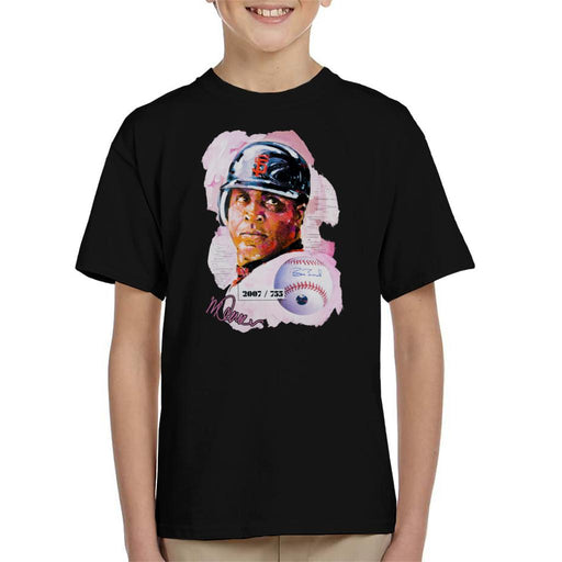 Sidney Maurer Original Portrait Of Giants Baseball Player Barry Bonds Kid's T-Shirt