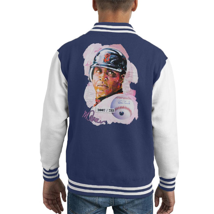 Sidney Maurer Original Portrait Of Giants Baseball Player Barry Bonds Kid's Varsity Jacket