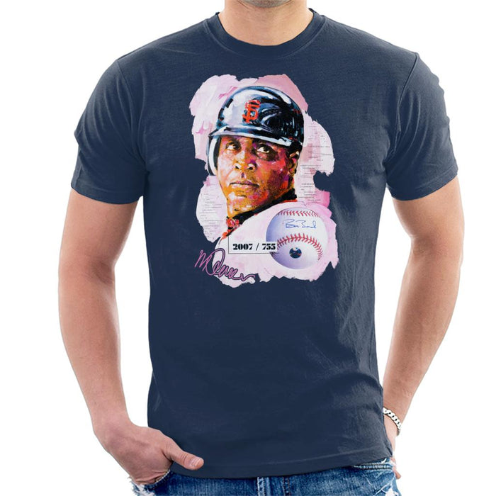 Sidney Maurer Original Portrait Of Giants Baseball Player Barry Bonds Men's T-Shirt