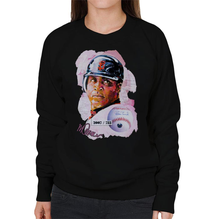 Sidney Maurer Original Portrait Of Giants Baseball Player Barry Bonds Women's Sweatshirt