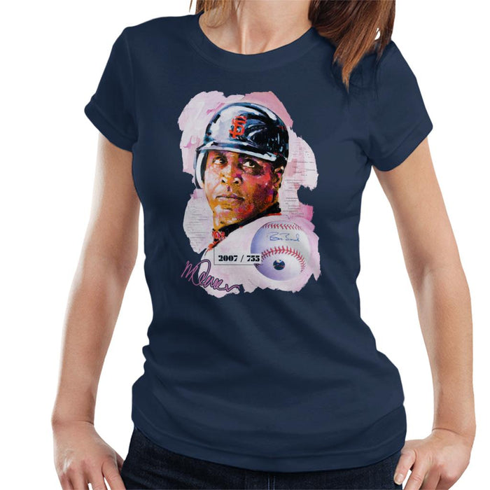 Sidney Maurer Original Portrait Of Giants Baseball Player Barry Bonds Women's T-Shirt
