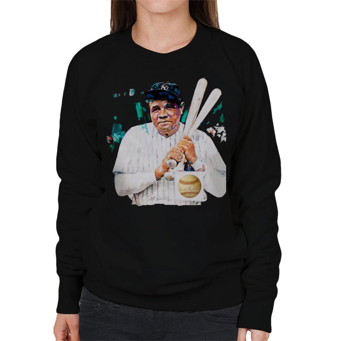 Sidney Maurer Original Portrait Of Giants Baseball Player Babe Ruth Women's Sweatshirt