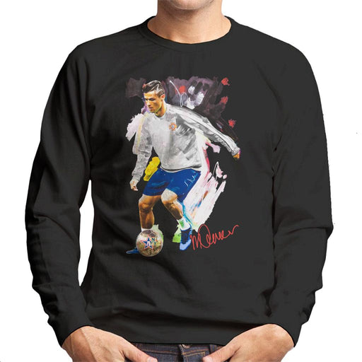 Sidney Maurer Original Portrait Of Cristiano Ronaldo Dribbling A Football Men's Sweatshirt