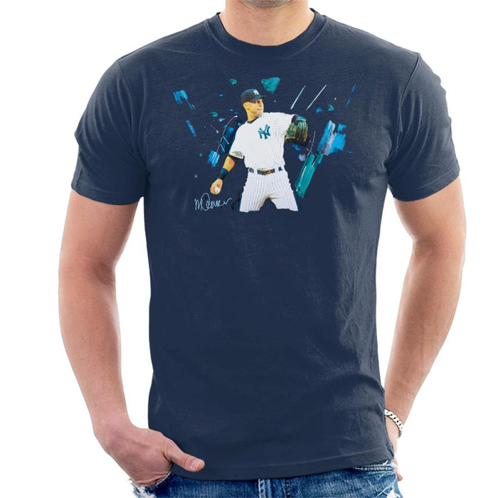 Sidney Maurer Original Portrait Of Yankees Baseball Player Derek Jeter Men's T-Shirt