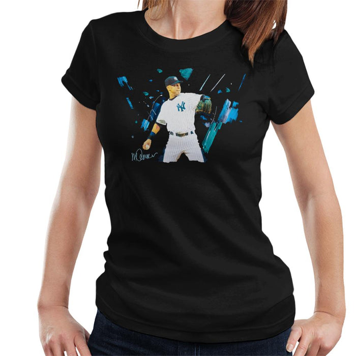 Sidney Maurer Original Portrait Of Yankees Baseball Player Derek Jeter Women's T-Shirt