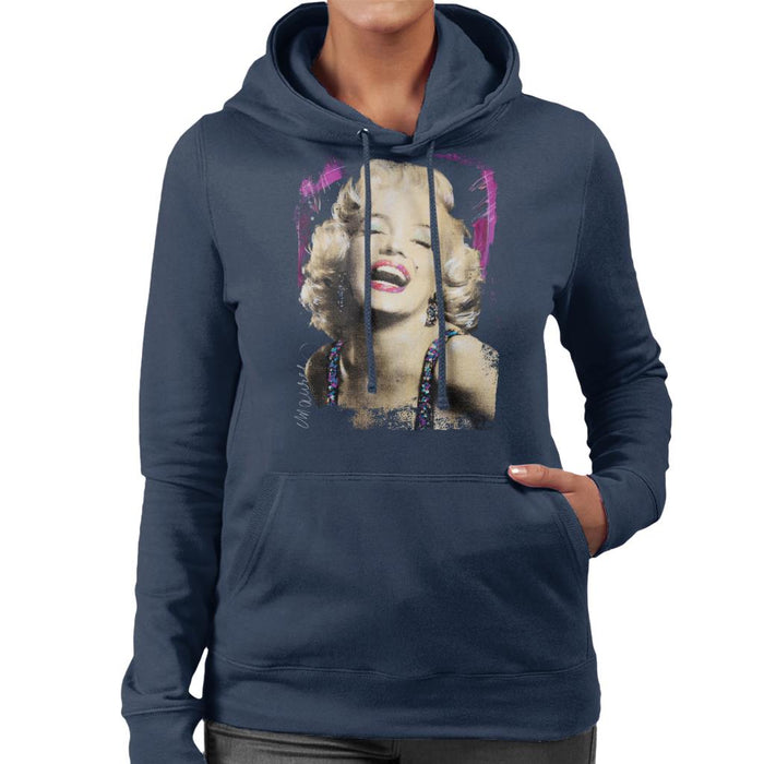 Sidney Maurer Original Portrait Of Marilyn Monroe Pink Lips Women's Hooded Sweatshirt