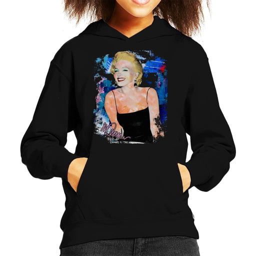 Sidney Maurer Original Portrait Of Marilyn Monroe Black Dress Kid's Hooded Sweatshirt