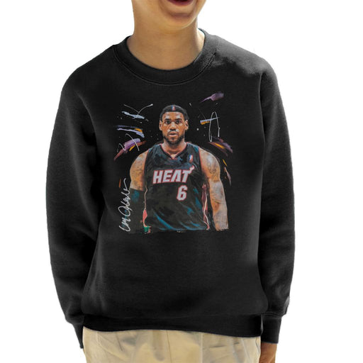 Sidney Maurer Original Portrait Of LeBron James Miami Heat Jersey Kid's Sweatshirt