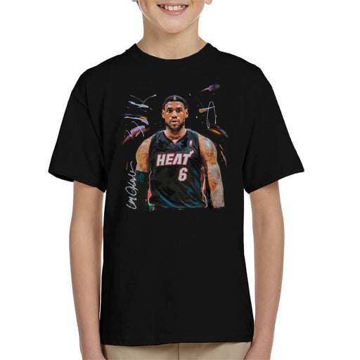 Sidney Maurer Original Portrait Of LeBron James Miami Heat Jersey Kid's T-Shirt