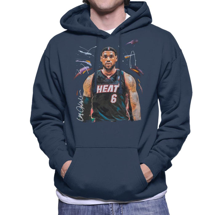 Sidney Maurer Original Portrait Of LeBron James Miami Heat Jersey Men's Hooded Sweatshirt