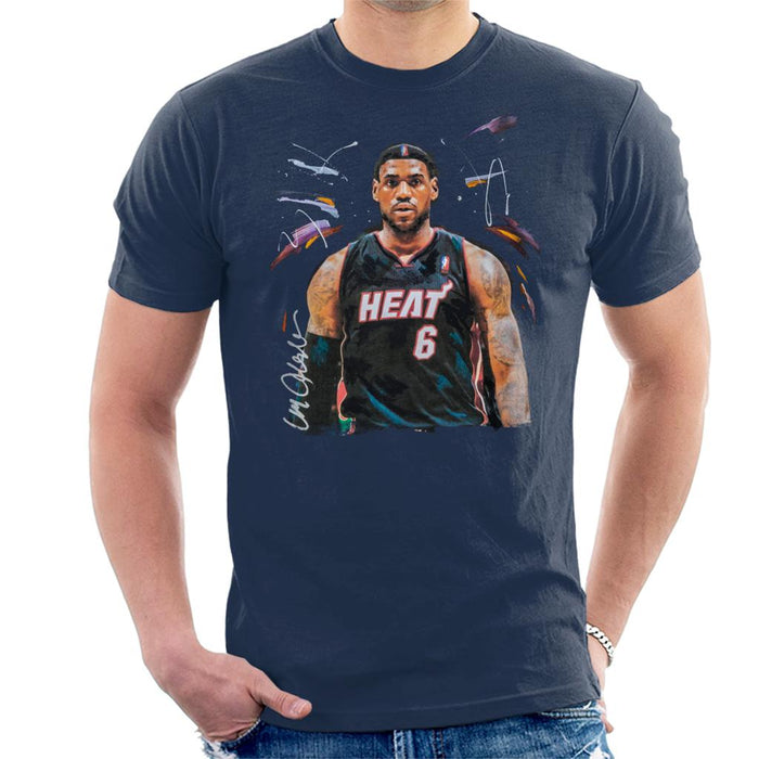 Sidney Maurer Original Portrait Of LeBron James Miami Heat Jersey Men's T-Shirt