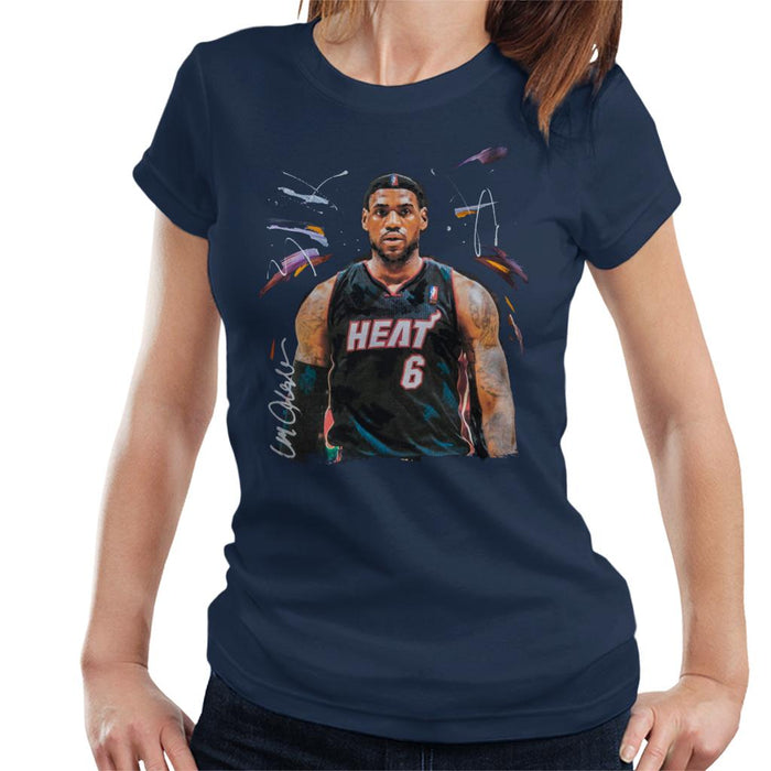 Sidney Maurer Original Portrait Of LeBron James Miami Heat Jersey Women's T-Shirt