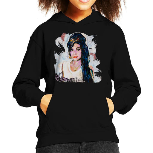 Sidney Maurer Original Portrait Of Amy Winehouse Anchor Necklace Kid's Hooded Sweatshirt
