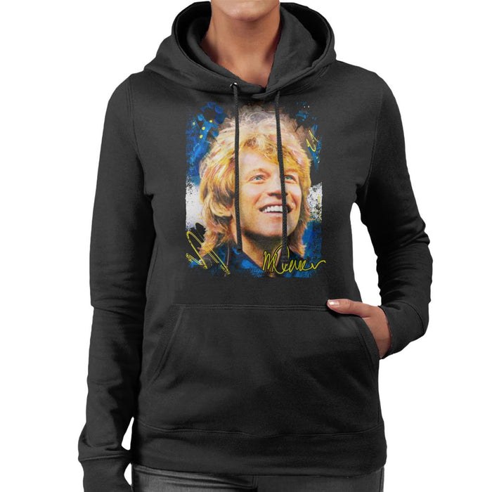 Sidney Maurer Original Portrait Of Jon Bon Jovi Smile Women's Hooded Sweatshirt
