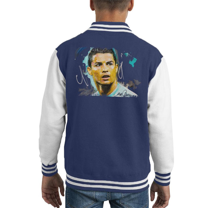 Sidney Maurer Original Portrait Of Footballer Cristiano Ronaldo Kid's Varsity Jacket