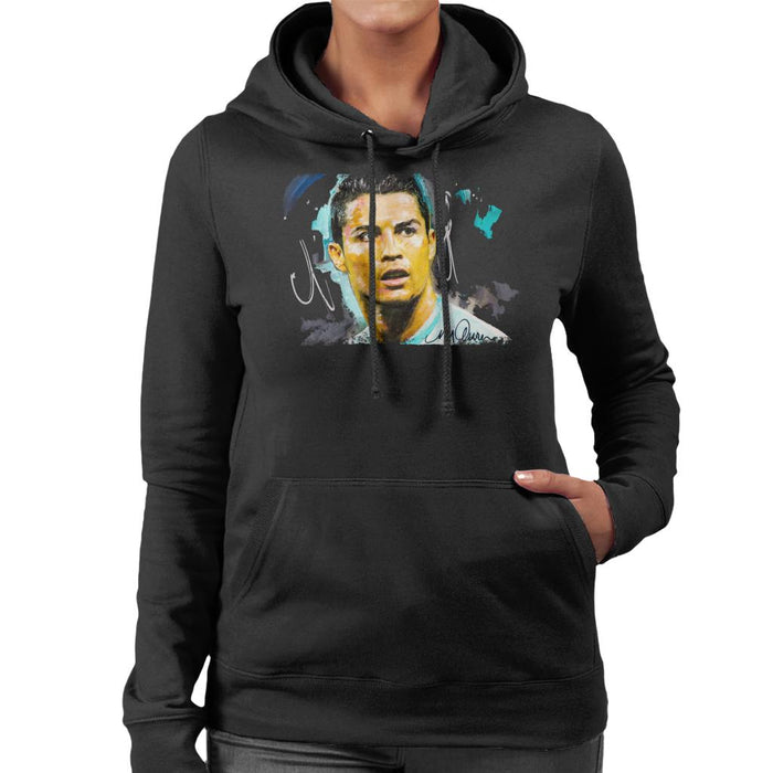 Sidney Maurer Original Portrait Of Footballer Cristiano Ronaldo Women's Hooded Sweatshirt