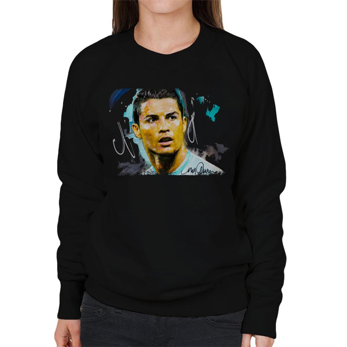 Sidney Maurer Original Portrait Of Footballer Cristiano Ronaldo Women's Sweatshirt
