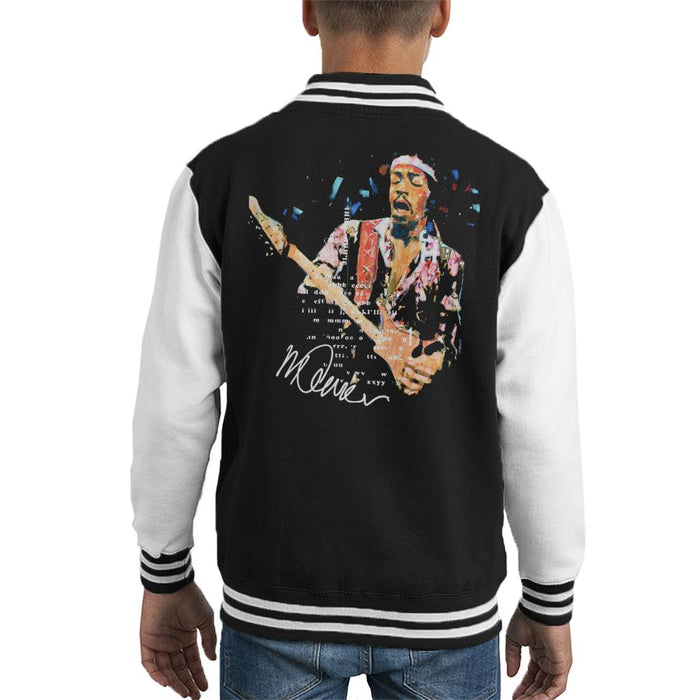 Sidney Maurer Original Portrait Of Guitarist Jimi Hendrix Kid's Varsity Jacket