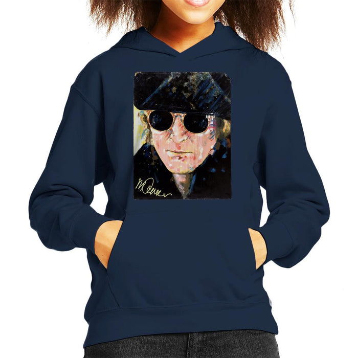 Sidney Maurer Original Portrait Of John Lennon Hat And Sunglasses Kid's Hooded Sweatshirt