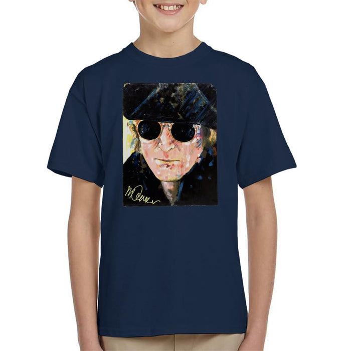 Sidney Maurer Original Portrait Of John Lennon Hat And Sunglasses Kid's T-Shirt