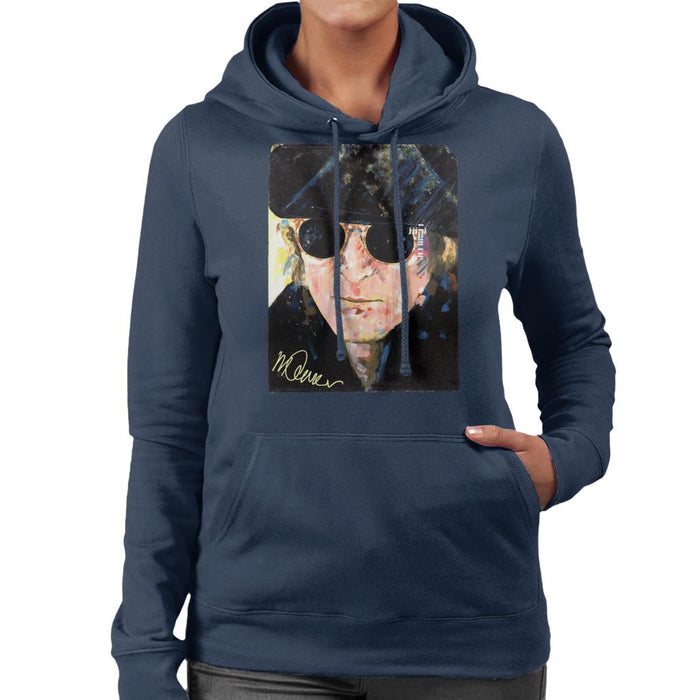 Sidney Maurer Original Portrait Of John Lennon Hat And Sunglasses Women's Hooded Sweatshirt