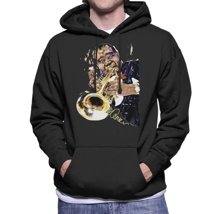 Sidney Maurer Original Portrait Of Louis Armstrong With Trumpet Men's Hooded Sweatshirt