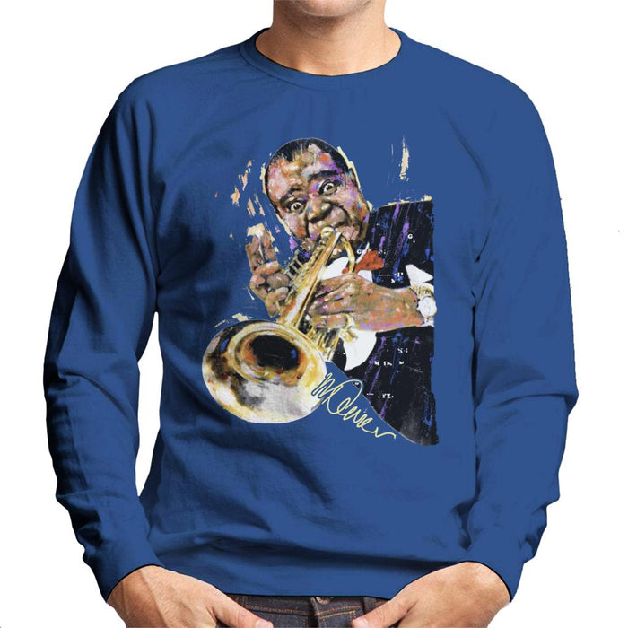Sidney Maurer Original Portrait Of Louis Armstrong With Trumpet Men's Sweatshirt