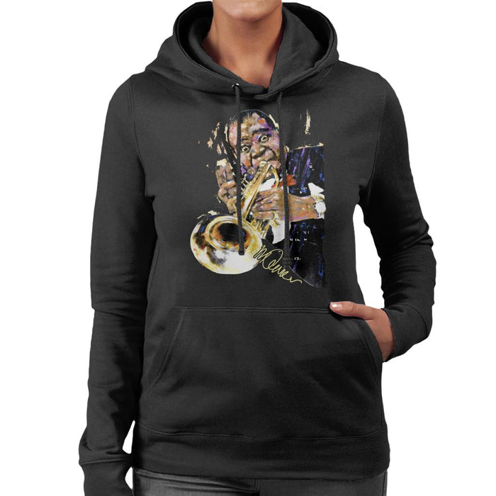 Sidney Maurer Original Portrait Of Louis Armstrong With Trumpet Women's Hooded Sweatshirt