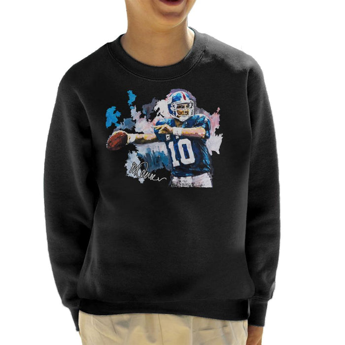 Sidney Maurer Original Portrait Of Eli Manning Giants Kid's Sweatshirt