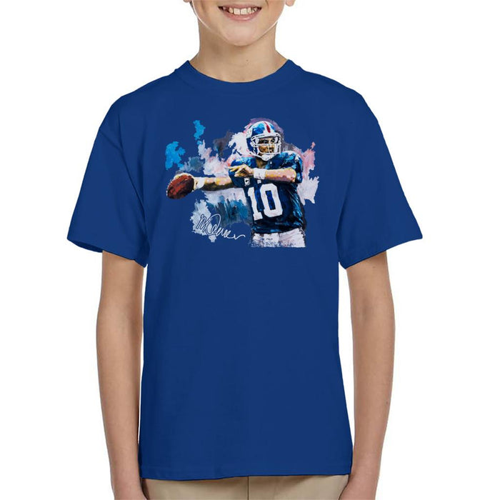 Sidney Maurer Original Portrait Of Eli Manning Giants Kid's T-Shirt