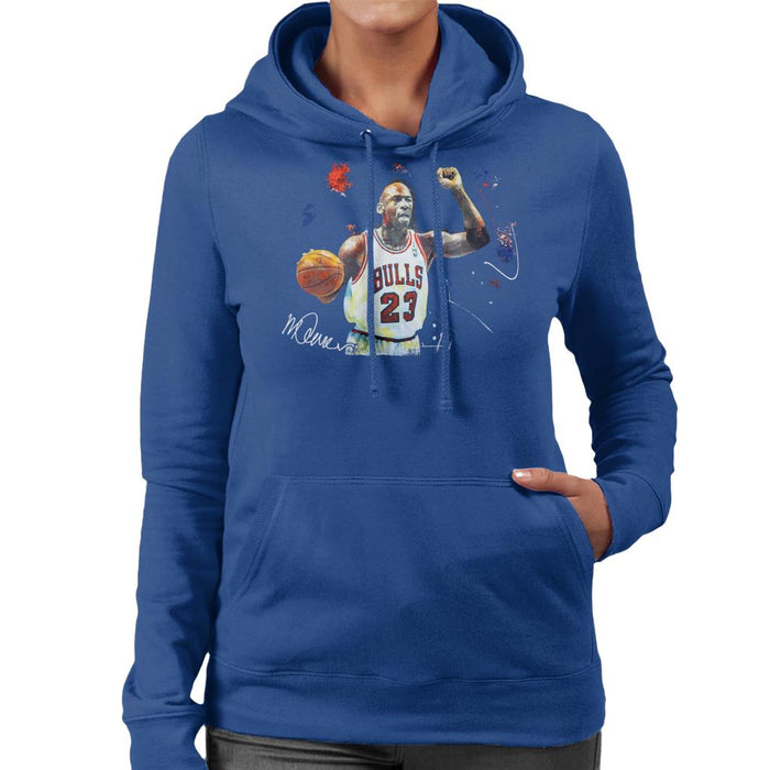 Sidney Maurer Original Portrait Of Michael Jordan Chicago Bulls Basketball Women's Hooded Sweatshirt