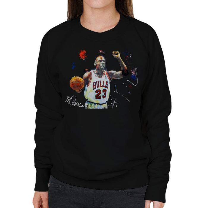 Sidney Maurer Original Portrait Of Michael Jordan Chicago Bulls Basketball Women's Sweatshirt