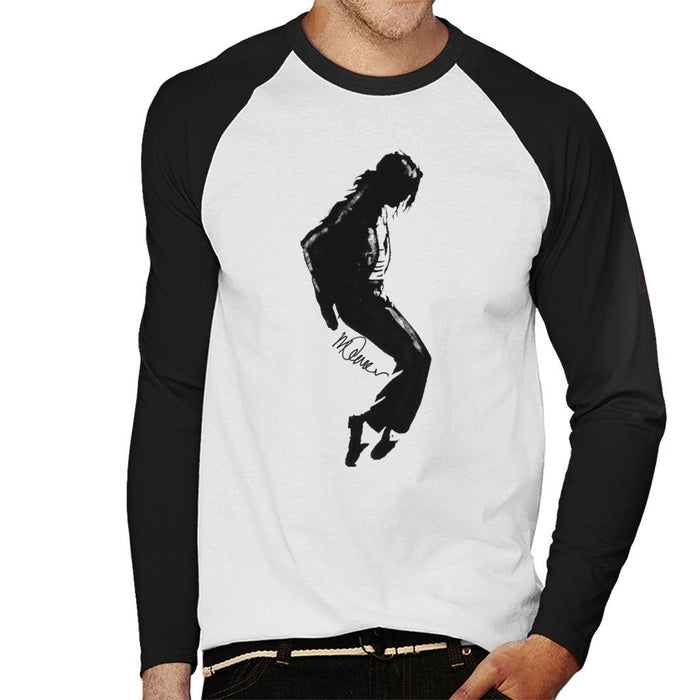 Sidney Maurer Original Portrait Of Michael Jackson Silhouette Men's Baseball Long Sleeved T-Shirt