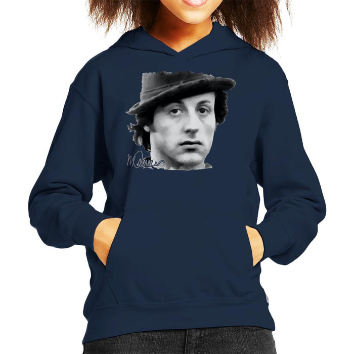 Sidney Maurer Original Portrait Of Sylvester Stallone Hat Kid's Hooded Sweatshirt