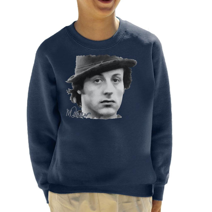 Sidney Maurer Original Portrait Of Sylvester Stallone Hat Kid's Sweatshirt