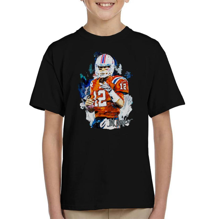 Sidney Maurer Original Portrait Of Tom Brady Patriots Kid's T-Shirt